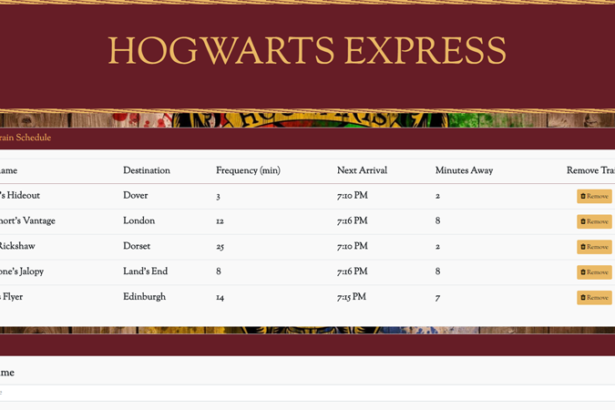 Hogwarts Express Train Scheduler